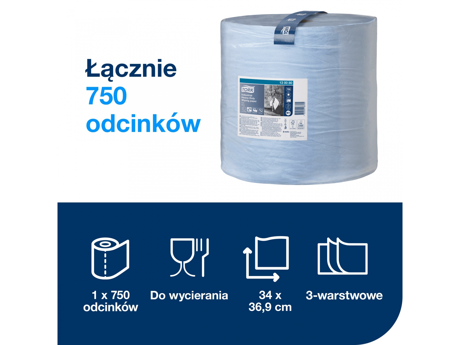 Czyściwo x1 Tork 130080 QD Blue Premium 3W 255mb